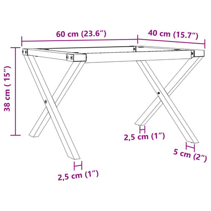 Bordben for salongbord X-ramme 60x40x38 cm støpejern