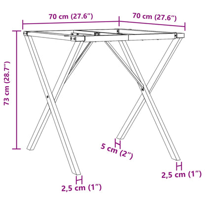 Bordben for spisebord X-ramme 70x70x73 cm støpejern