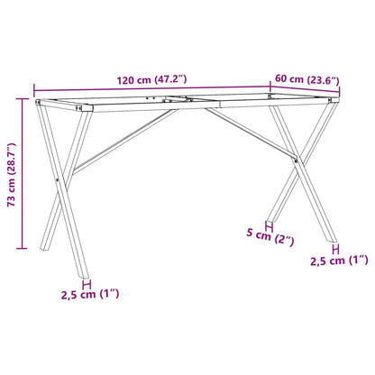 Bordben for spisebord X-ramme 120x60x73 cm støpejern