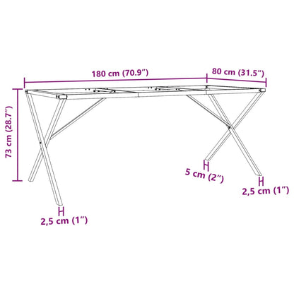 Bordben for spisebord X-ramme 180x80x73 cm støpejern