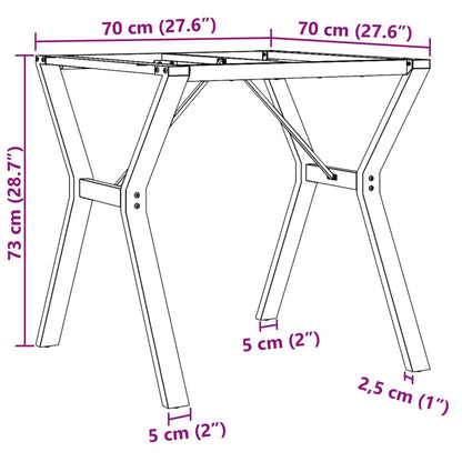 Bordben for spisebord Y-ramme 70x70x73 cm støpejern