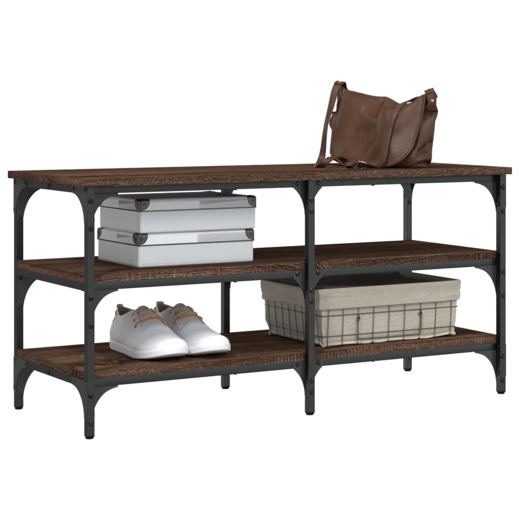 Skoskap Skohylle Skobenk Brun Eik 100x38,5x49 cm