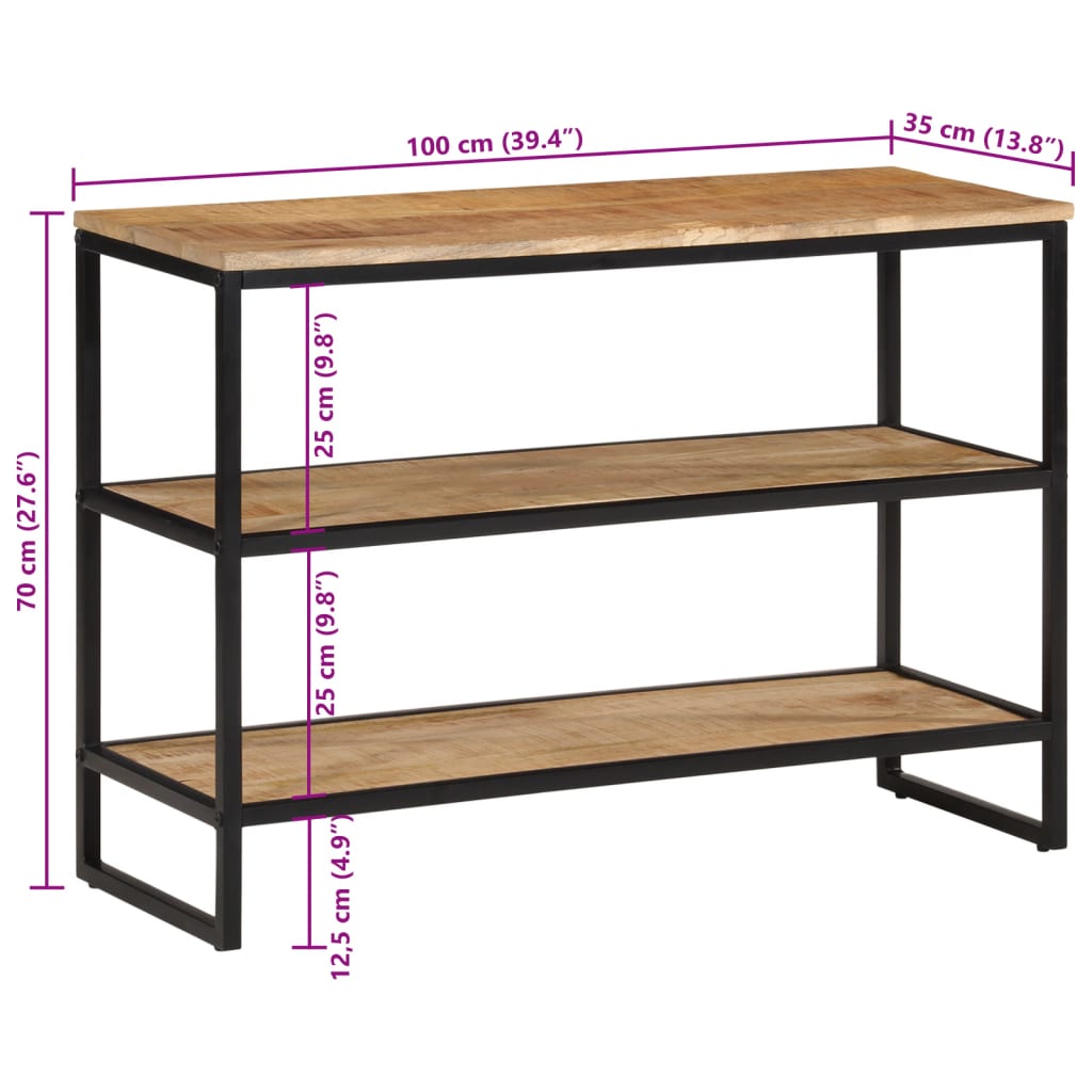 Avlastningsbord konsollbord 100x35x70 cm grovt heltre mangotre