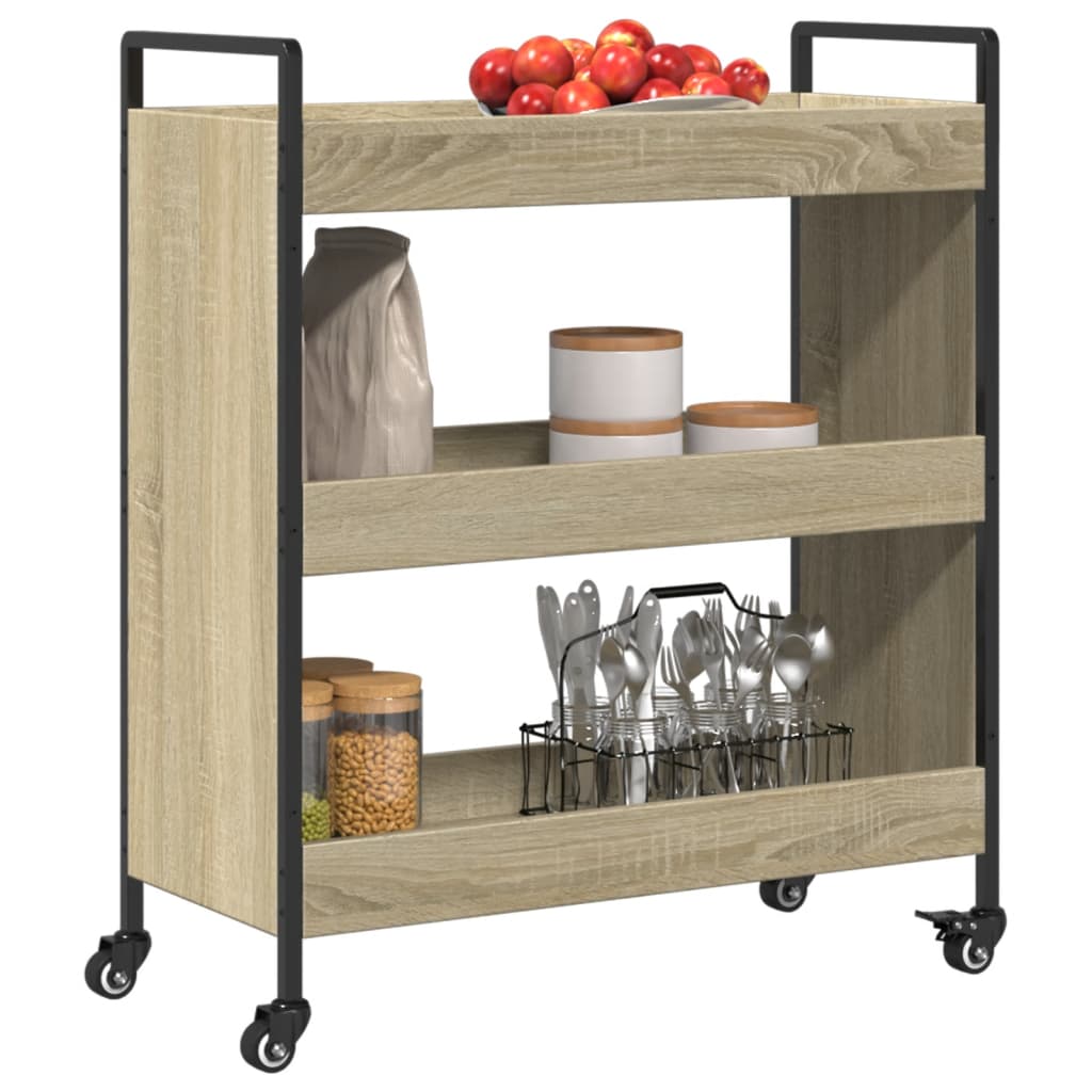 Serveringsvogn Kjøkkentralle sonoma eik 70x30x82 cm konstruert tre