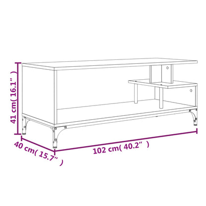 TV-benk svart 102x40x41 cm konstruert tre pulverlakkert stål