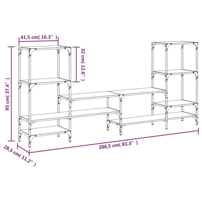 TV-benk svart 206,5x28,5x95 cm konstruert tre