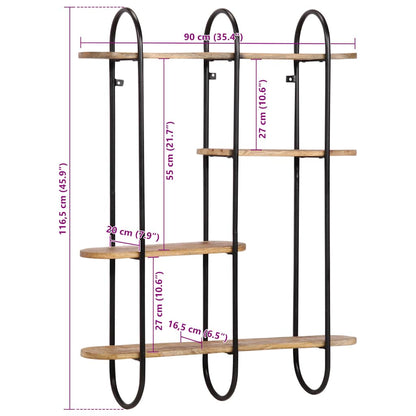 Vegghylle Tre 90x20x116,5 cm grovt heltre mangotre