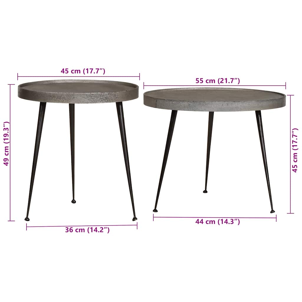 Salongbord Sofabord DIV. 2 stk sølv