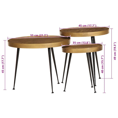 Salongbord Sofabord Tre 3 stk gylden