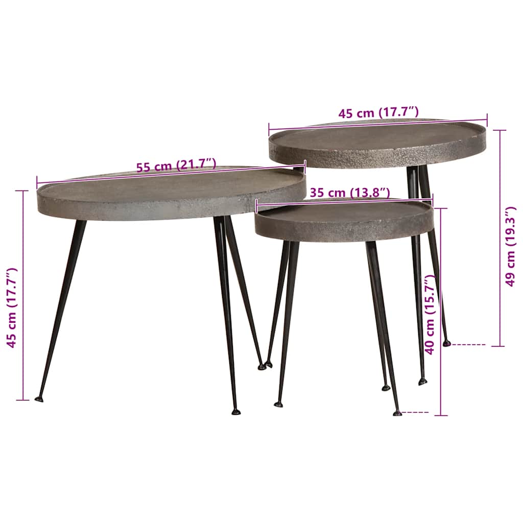 Salongbord Sofabord DIV. 3 stk sølv