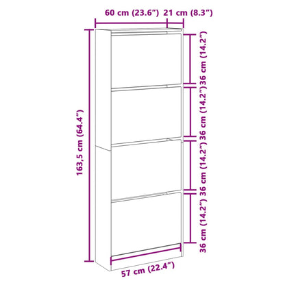 Skoskap Skohylle Skobenk Hvit 60x21x163,5 cm