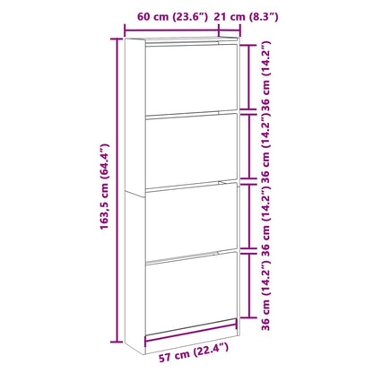 Skoskap Skohylle Skobenk Sonoma Grå 60x21x163,5 cm