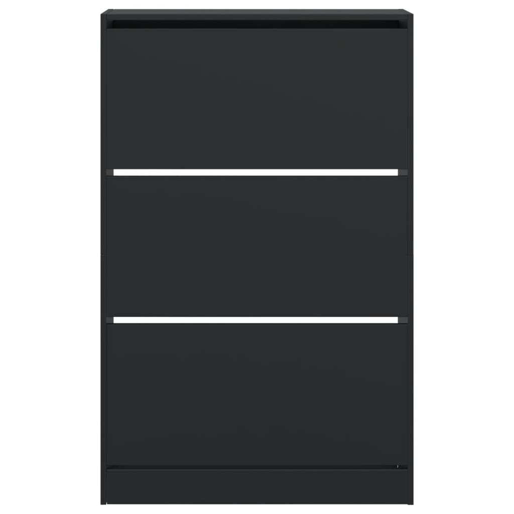 Skoskap Skohylle Skobenk Svart 80x21x125,5 cm