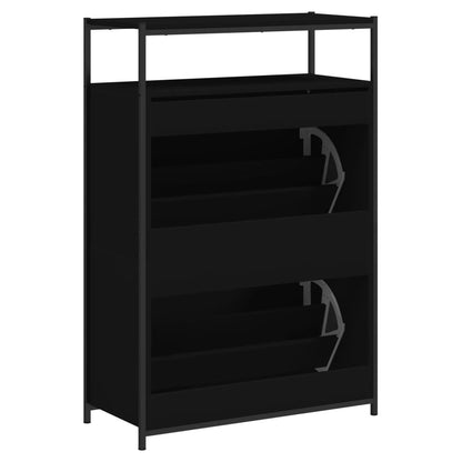 Skoskap Skohylle Skobenk Svart 75x34x112 cm