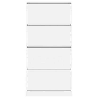 Skoskap Skohylle Skobenk Hvit med 4 vippeskuffer 80x21x163,5 cm