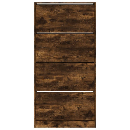 Skoskap Skohylle Skobenk Røkt Eik med 4 vippeskuffer 80x21x163,5 cm