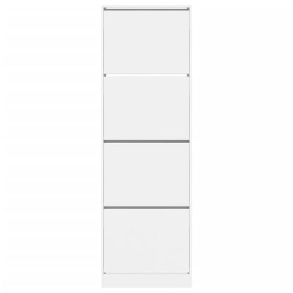 Skoskap Skohylle Skobenk Hvit med 4 vippeskuffer 60x34x187,5 cm