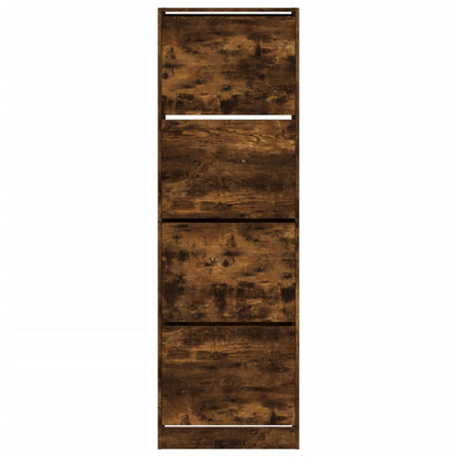 Skoskap Skohylle Skobenk Røkt Eik med 4 vippeskuffer 60x34x187,5 cm