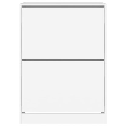 Skoskap Skohylle Skobenk Hvit med 2 vippeskuffer 80x42x108 cm