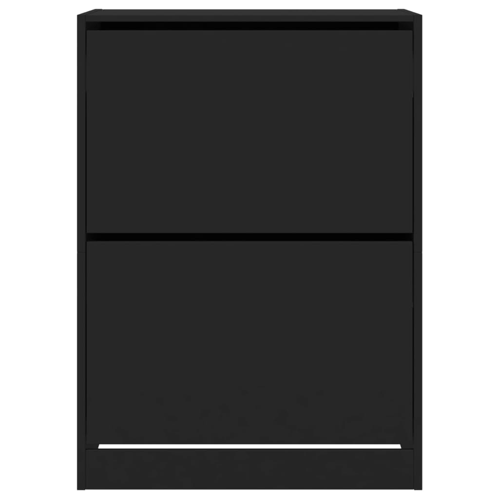 Skoskap Skohylle Skobenk Svart med 2 vippeskuffer 80x42x108 cm