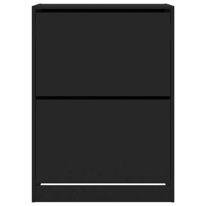 Skoskap Skohylle Skobenk Svart med 2 vippeskuffer 80x42x108 cm