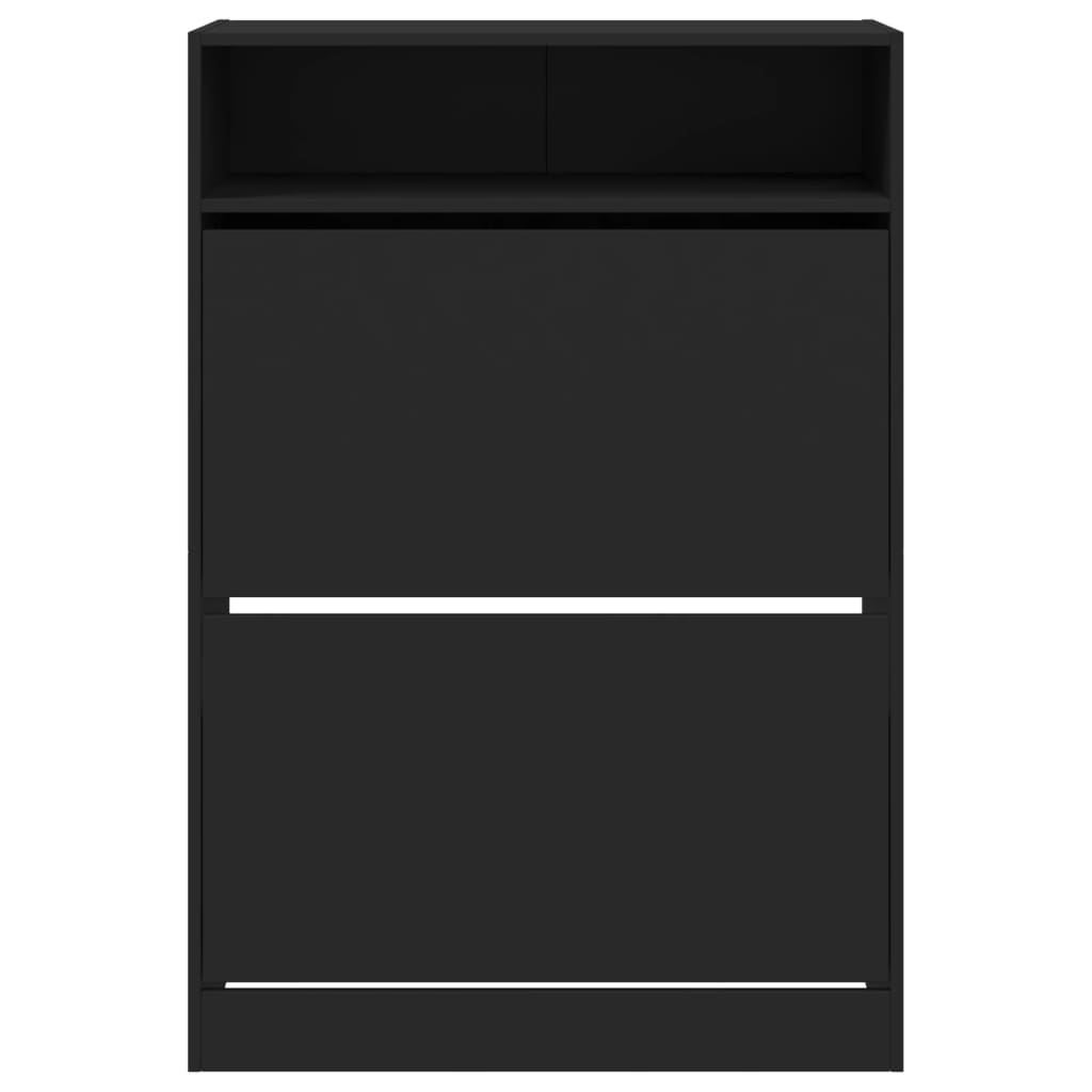 Skoskap Skohylle Skobenk Svart med 2 vippeskuffer 80x34x116 cm