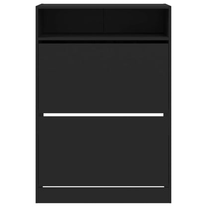 Skoskap Skohylle Skobenk Svart med 2 vippeskuffer 80x34x116 cm