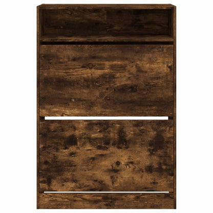 Skoskap Skohylle Skobenk Røkt Eik med 2 vippeskuffer 80x34x116 cm