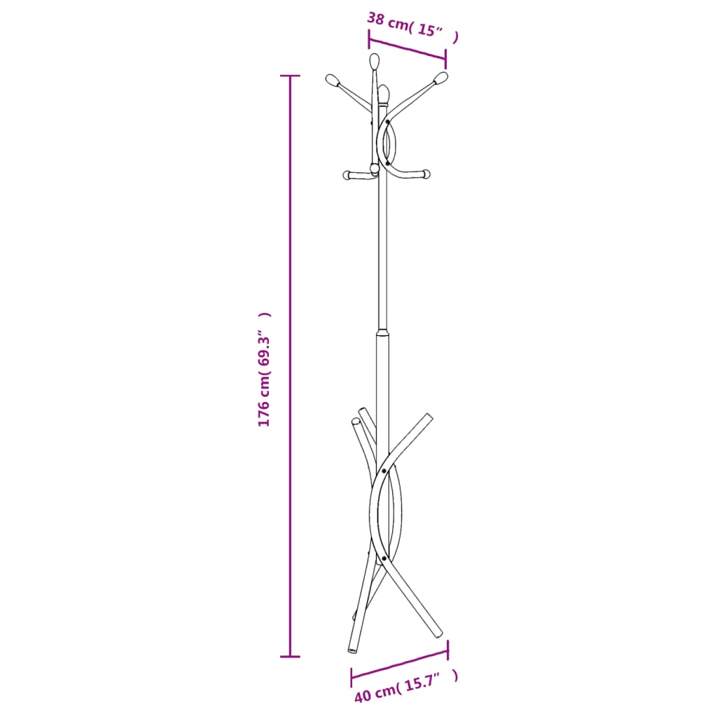 Garderobestativ Stumtjener svart 176 cm pulverlakkert jern