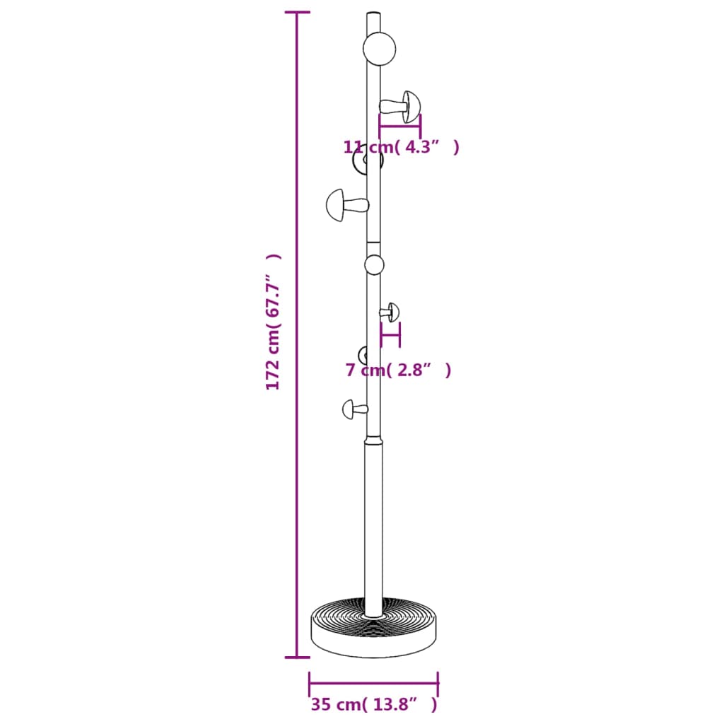 Garderobestativ Stumtjener rosa 172 cm pulverlakkert jern