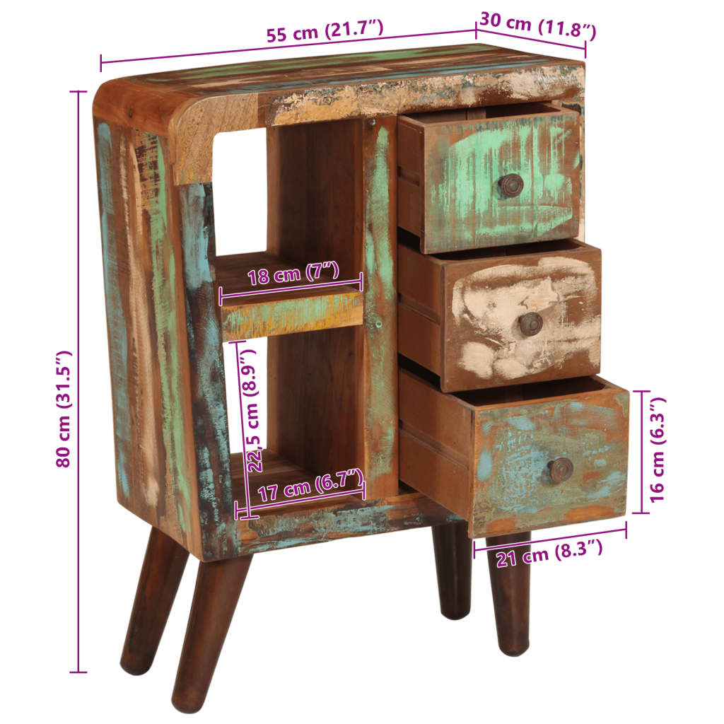 Skjenk Tre gjenvunnet heltre 55x30x80 cm