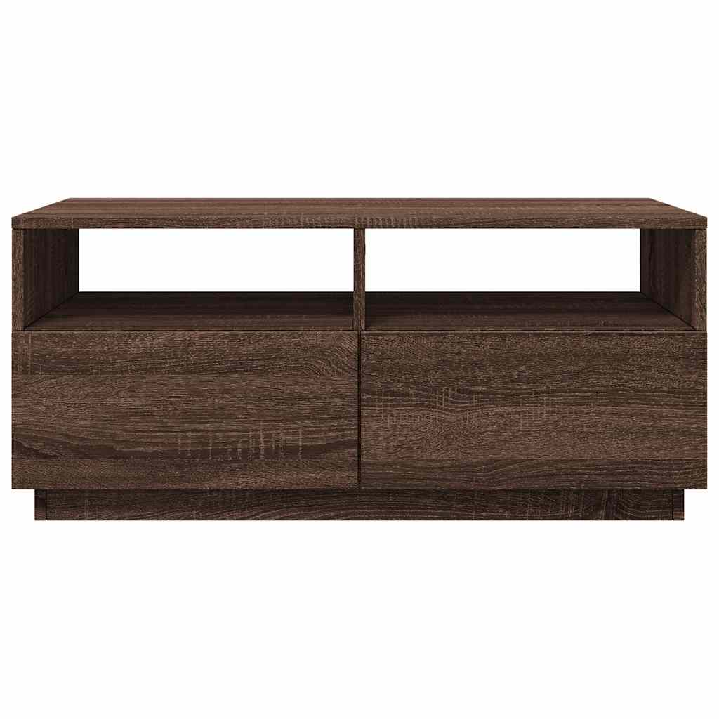 Salongbord Sofabord Brun Eik med LED-lys 90x49x40 cm