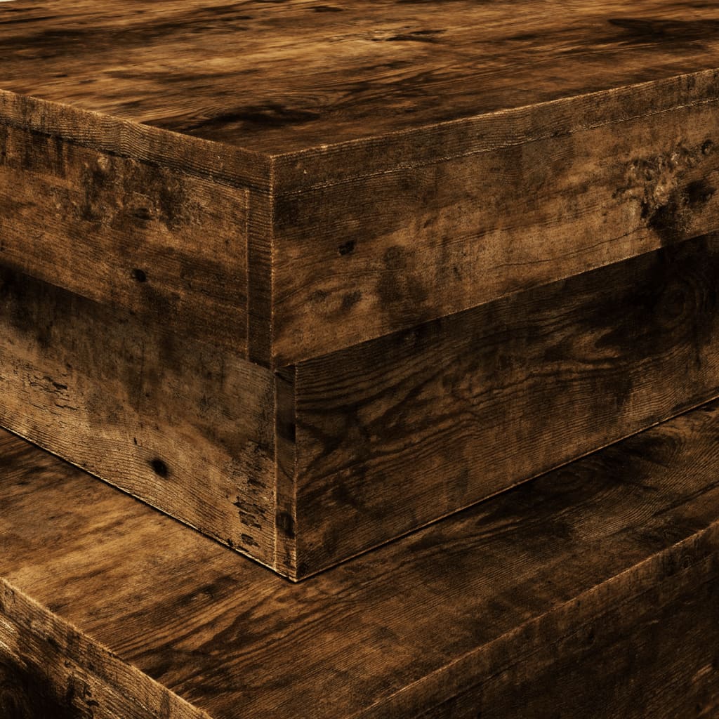 Salongbord Sofabord Røkt Eik med LED-lys 90x50x40 cm