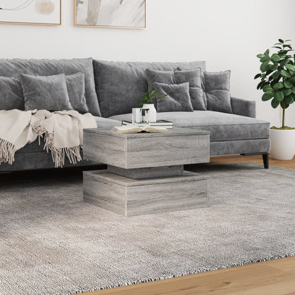 Salongbord Sofabord Sonoma Grå med LED-lys 50x50x40 cm