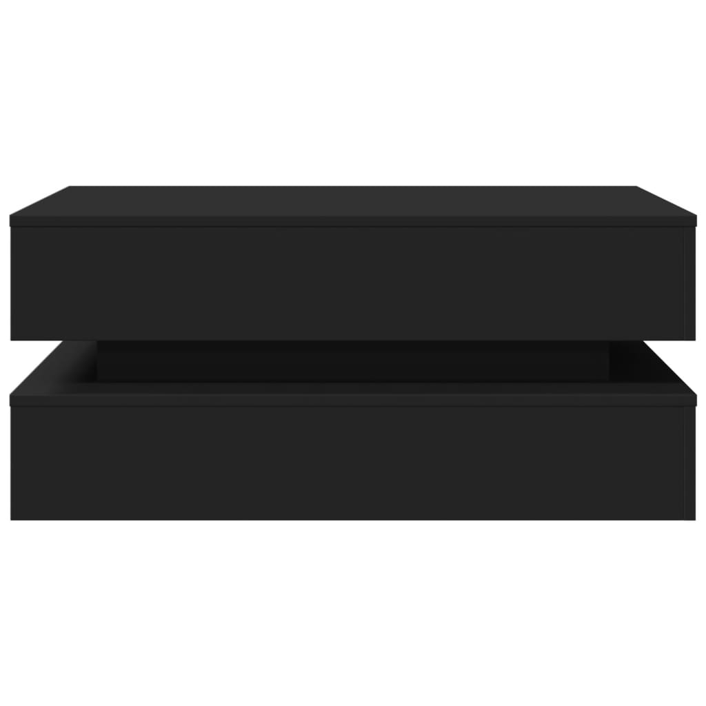 Salongbord Sofabord Svart med LED-lys 90x50x40 cm
