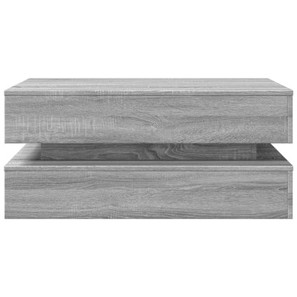 Salongbord Sofabord Sonoma Grå med LED-lys 90x50x40 cm