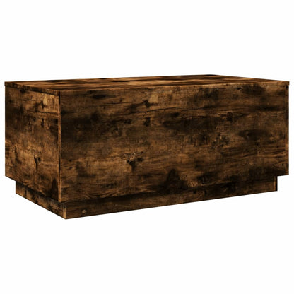 Salongbord Sofabord Røkt Eik med LED-lys 90x50x40 cm