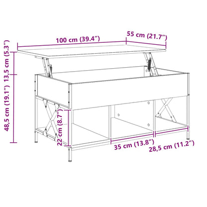 Salongbord Sofabord Røkt Eik 100x55x50 cm