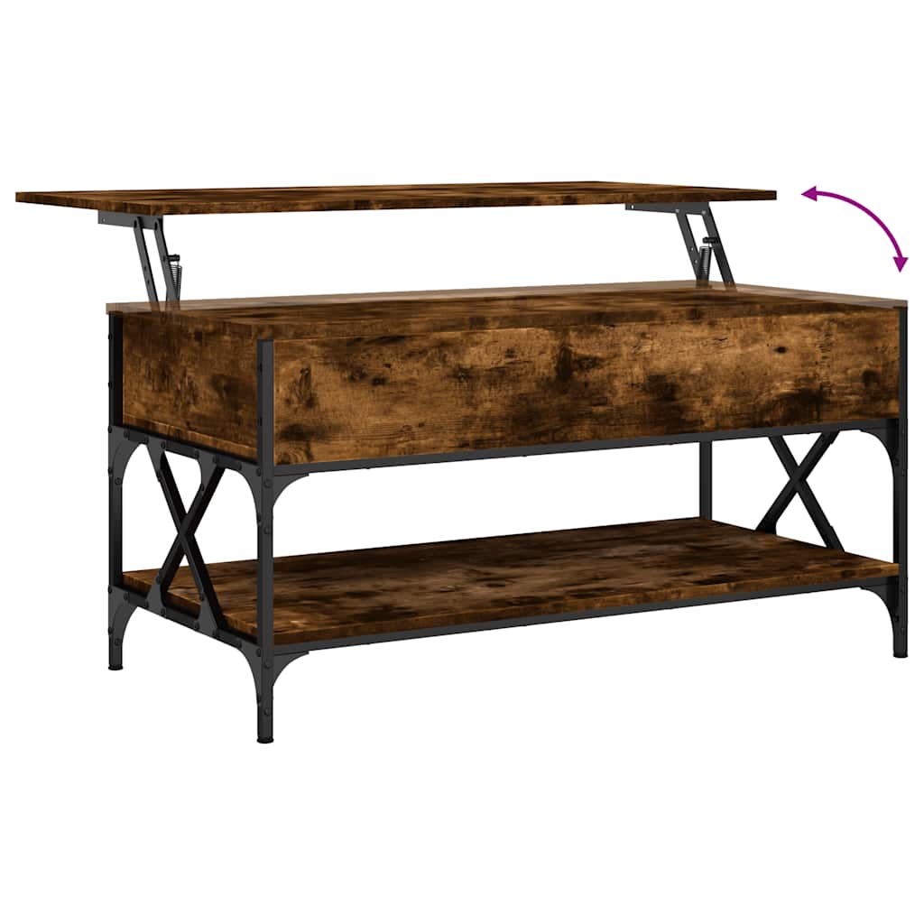 Salongbord Sofabord Røkt Eik 100x55x50 cm og metall