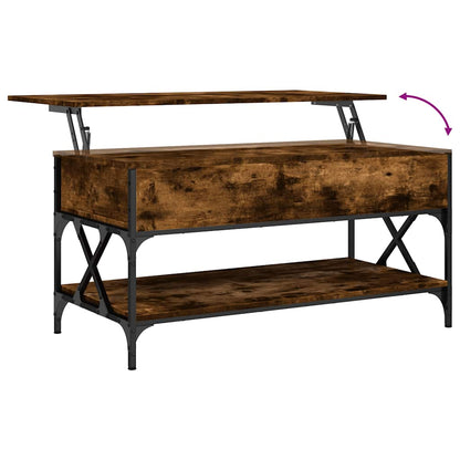 Salongbord Sofabord Røkt Eik 100x55x50 cm og metall