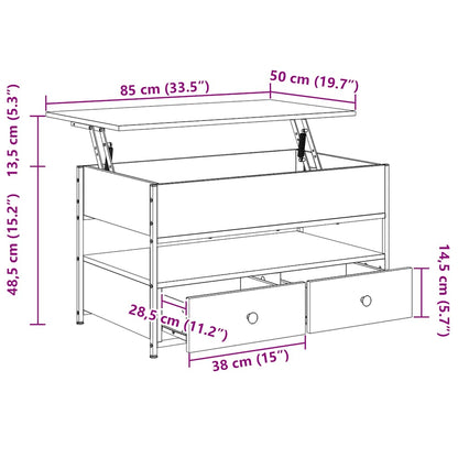 Salongbord Sofabord Sonoma Eik 85x50x50 cm og metall