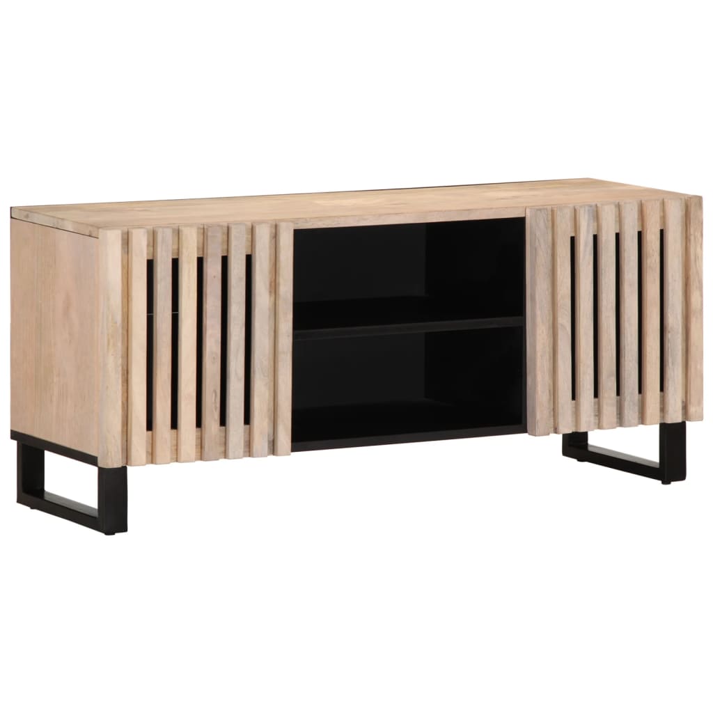 TV-benk hvit 105x34x46 cm grovt heltre mangotre