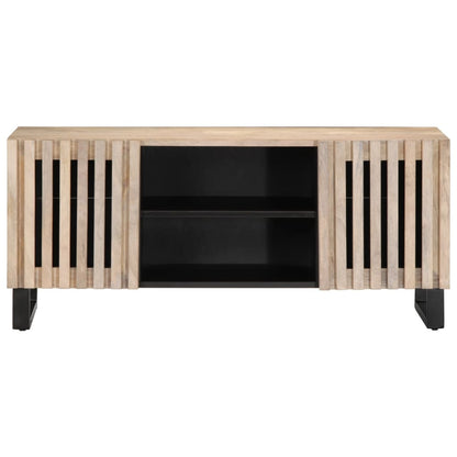 TV-benk hvit 105x34x46 cm grovt heltre mangotre