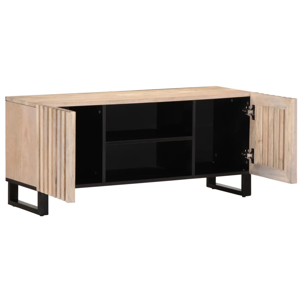 TV-benk hvit 105x34x46 cm grovt heltre mangotre