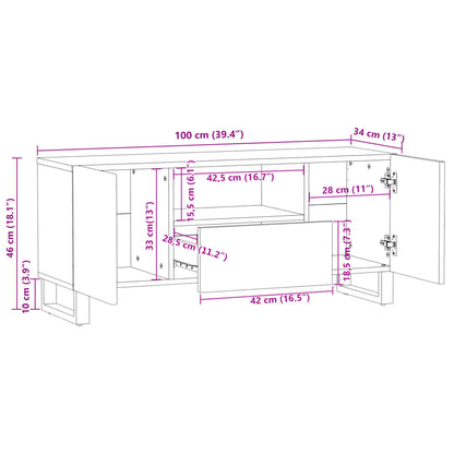 TV-benk 100x34x46 cm grov heltre mango