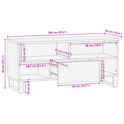 TV-benk brun 100x34x46 cm heltre mango