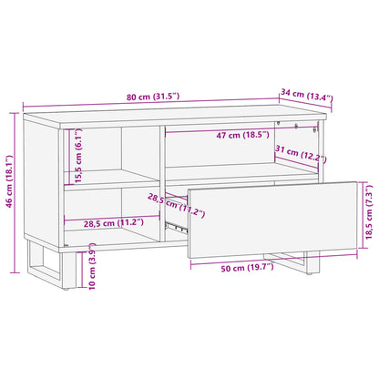 TV-benk brun 80x34x46 cm heltre mango