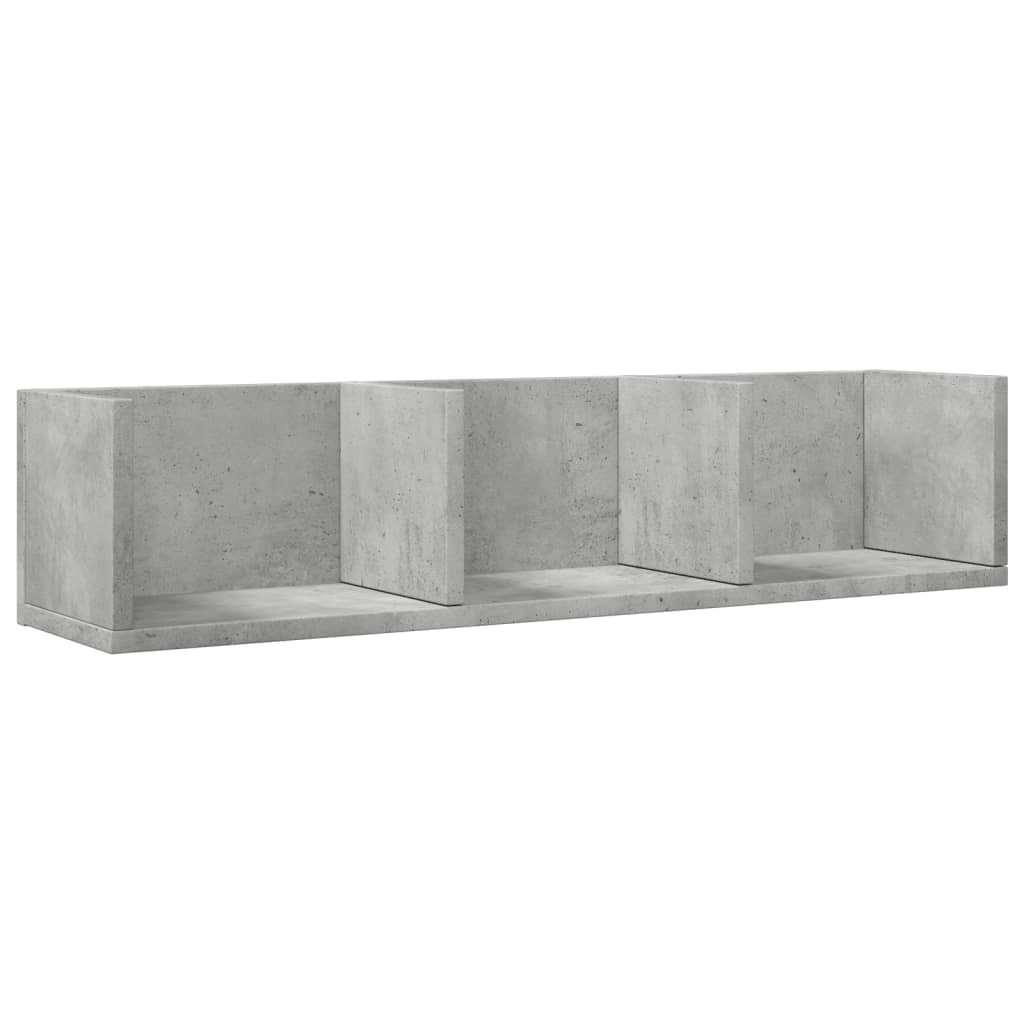 Vegghylle betonggrå 75x18x16,5 cm konstruert tre