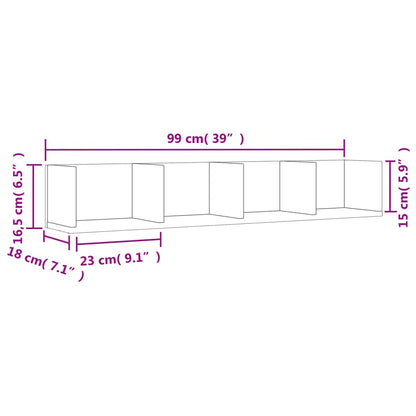 Vegghylle brun eik 99x18x16,5 cm konstruert tre