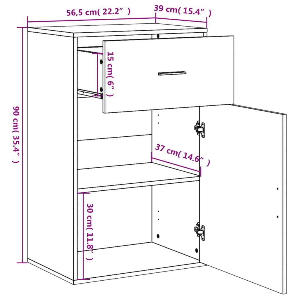 Skap Oppbevaringsskap hvit 56,5x39x90 cm sponplate